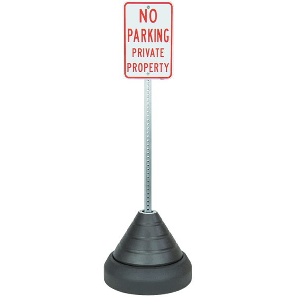 72lb Heavy Duty Rubber Parking Lot Sign Base with 1-3/4" square center hole. 
