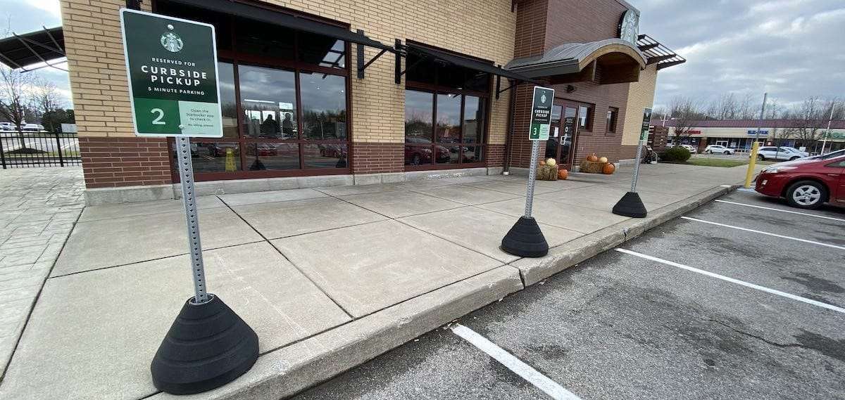 how to setup curbside pickup sign base systems